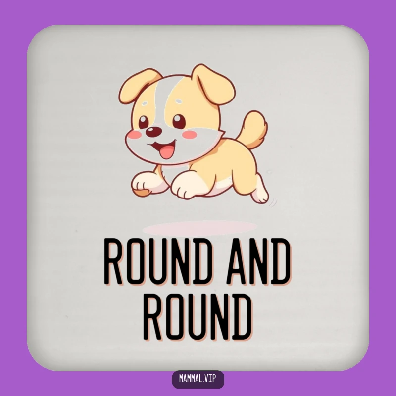 Funny Dog Chasing Tail Drink Coaster - Cute Pet Protect Surface Gift