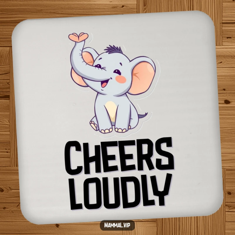 Funny Elephant Trumpet Coaster: A joyful elephant trumpeting, perfect for protecting surfaces with a dose of loud humor. Bar accessory.