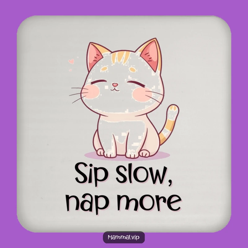 Funny Serene Cat Drink Coaster - Peaceful Breeze Table Protector