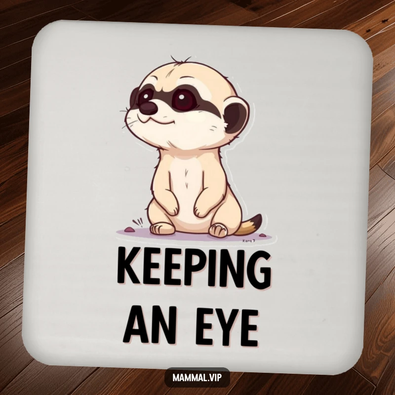 Funny Meerkat Coaster: Curious meerkat character popping its head up, looking around, offering protection and a humorous touch.