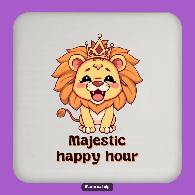 Funny Lion Tiara Coaster - Hilarious Protection with Regal Flair