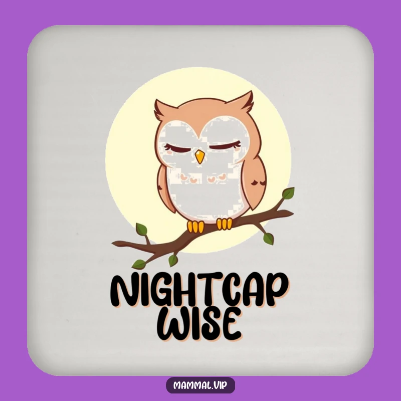 Funny Winking Owl Coaster: Sly Nighttime Humor, Perfect Whimsical Drink Accessory Gift