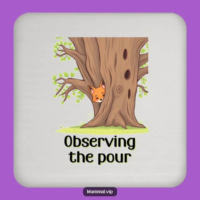 Funny Fox Kit Coaster: Woodland Charm for Your Drink Protection