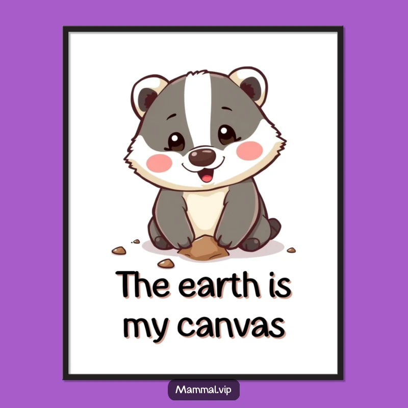Funny Badger Poster: Happy Digging Character Art for an Energetic, Cheerful Space