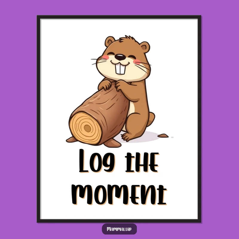 Funny Beaver Poster: Whimsical Cartoon Art Print for Humorous Home Decor