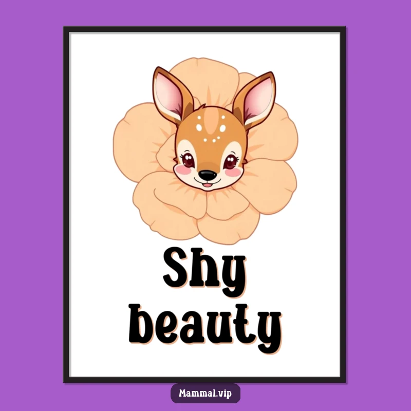 Funny Deer Flower Peek Poster: Nature's Gentle Art