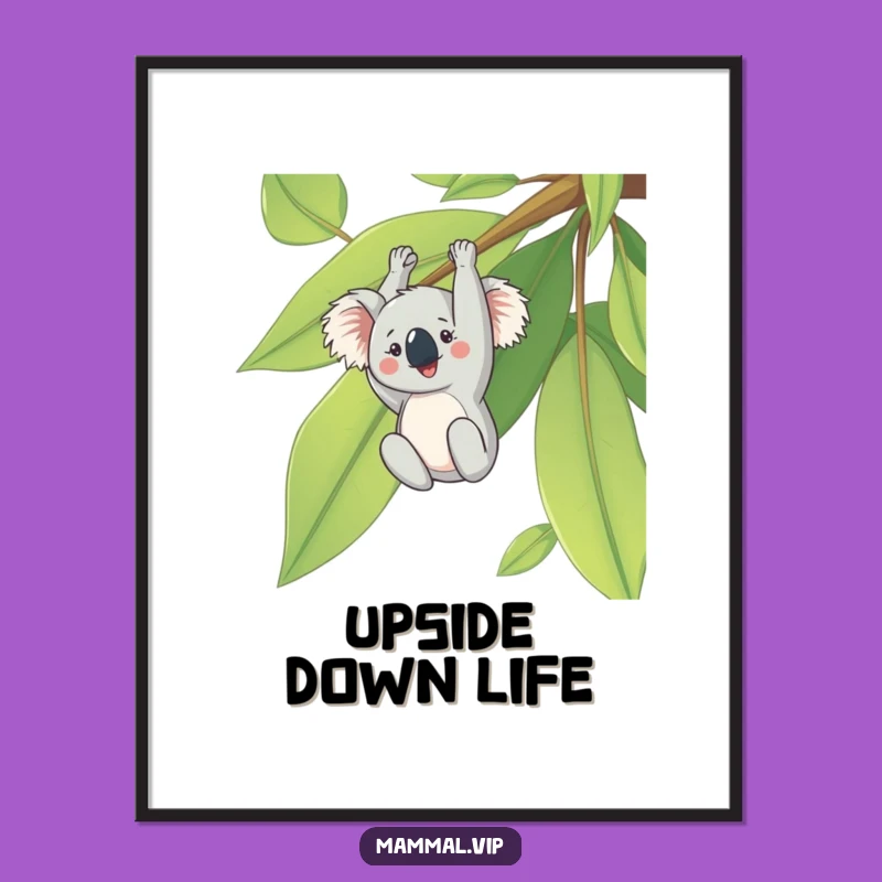 Funny Koala Eucalyptus Leaf Poster - Charming Animal Wall Art