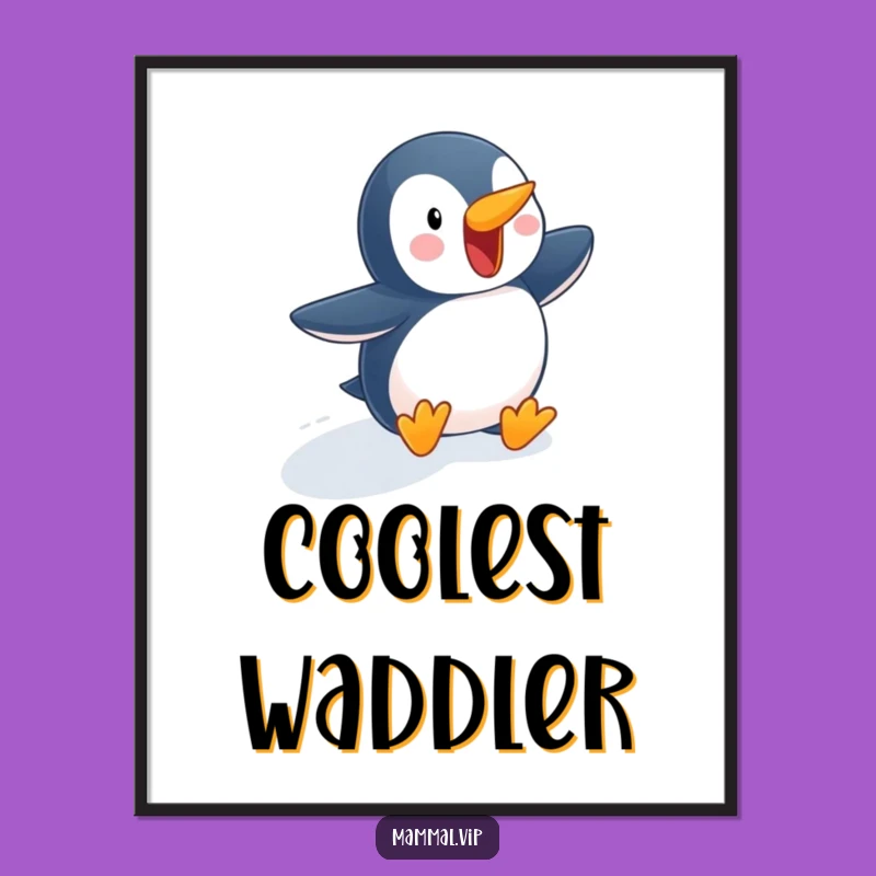 Funny Penguin Slope Poster - Whimsical Winter Wall Art Gift!
