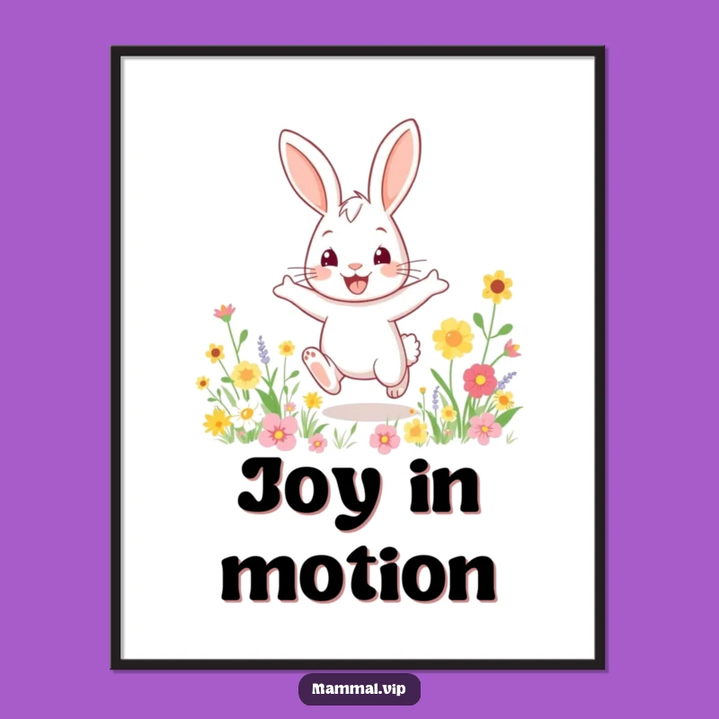 Funny Rabbit Poster: Cheerful Hopping Art for a Joyful Space