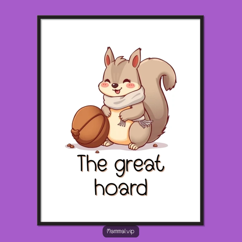 Funny Squirrel Scarf Poster: Decorate with Adorable Winter Preparations