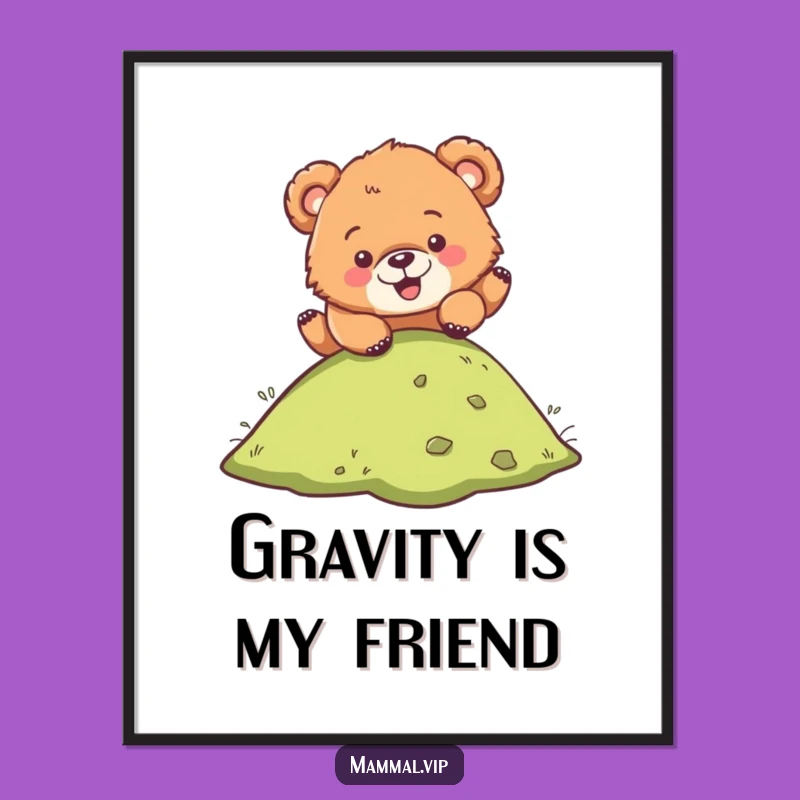 Funny Bear Cub Poster: Hilarious Tumbling Art to Brighten Your Space