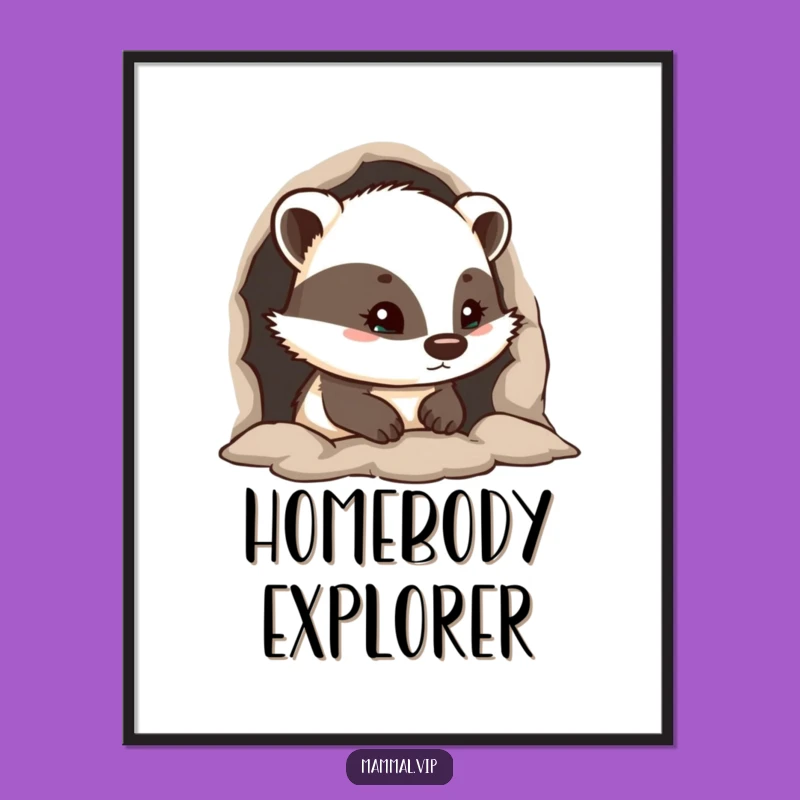 Funny Curious Badger Poster - Peeking from the Burrow!