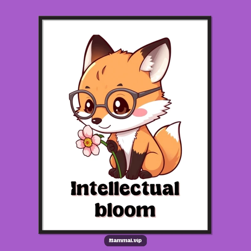 Funny Fox Flower Study Poster - Framable Intellectual Wall Art Gift