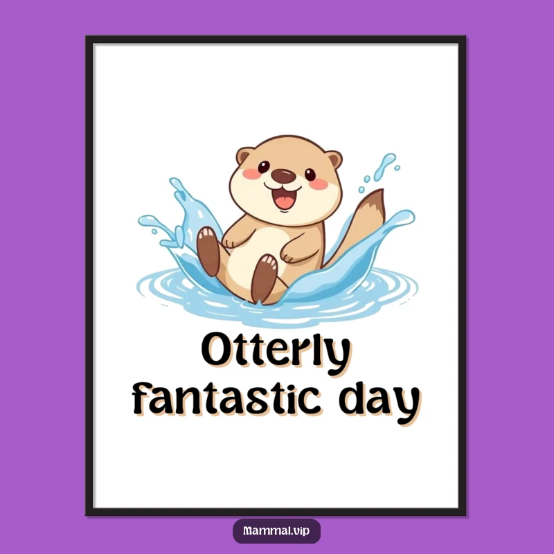 Funny Otter Splash Poster: Playful Wildlife Art for Happy Spaces