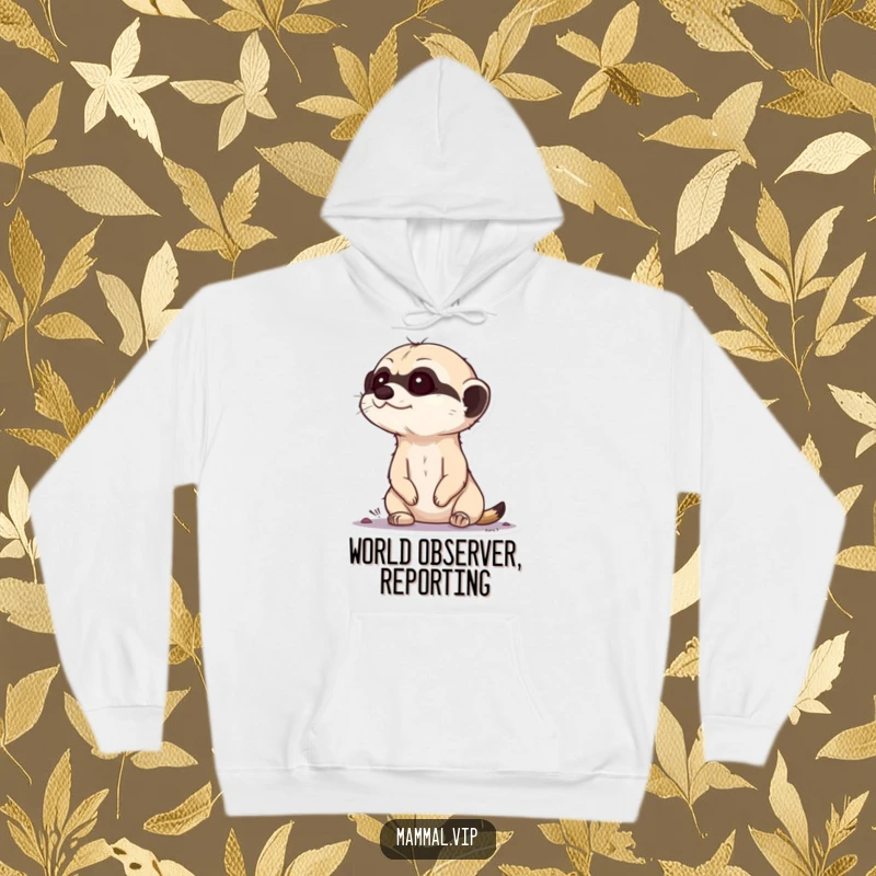 Funny Meerkat Hoodie: Curious meerkat character pops its head up, looking around attentively, offering cozy warmth and humor.