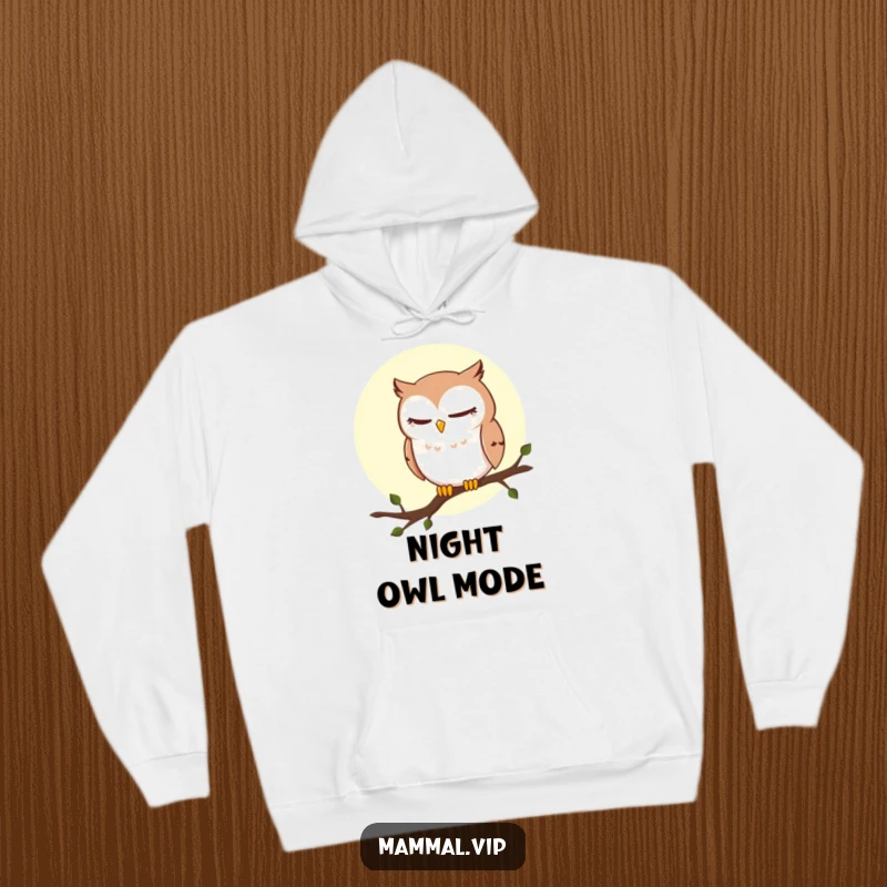 Funny Owl Hoodie: A sly owl winks from a moonlit branch, radiating nocturnal humor and cozy vibes, ideal for owl lovers.