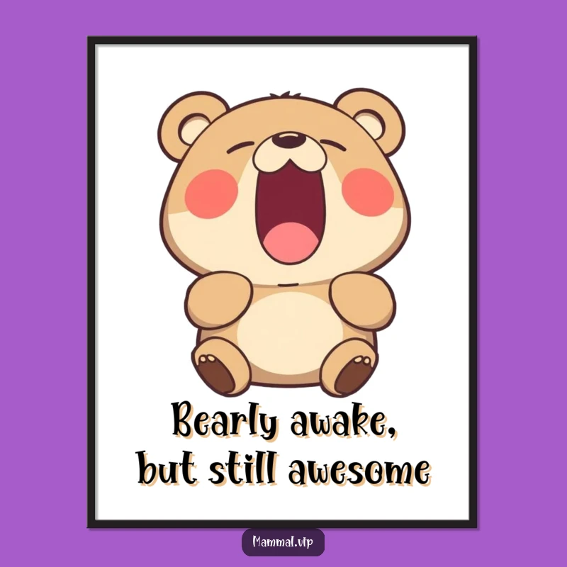 Free Printable Funny Bear Yawning Wall Art - Hilarious DIY Downloadable Decor