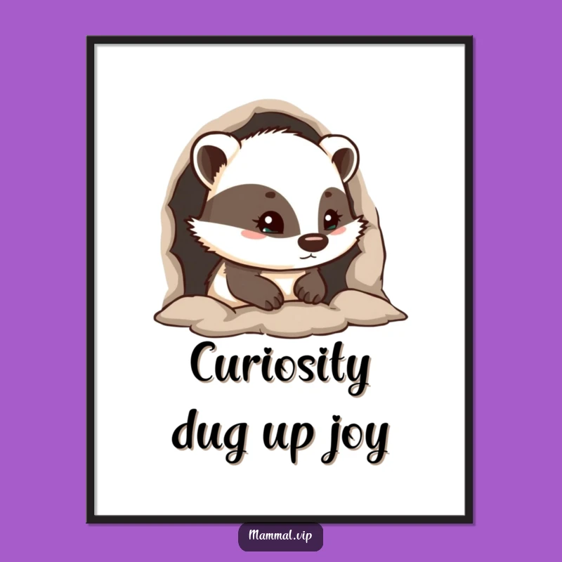 Curious Badger Peeking Free Printable Wall Art - Whimsical Woodland Downloadable Decor