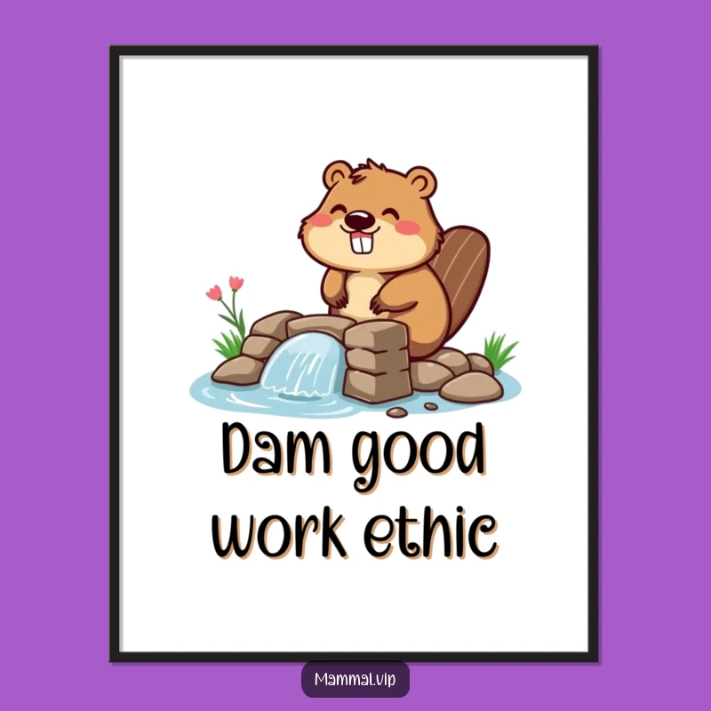 Free Printable Wall Art: Funny Beaver Dam Builder Downloadable Decor