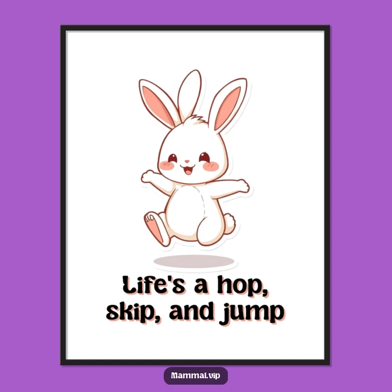 Free Printable Wall Art: Cheerful Bouncing Rabbit - Humorous Downloadable Decor Gift