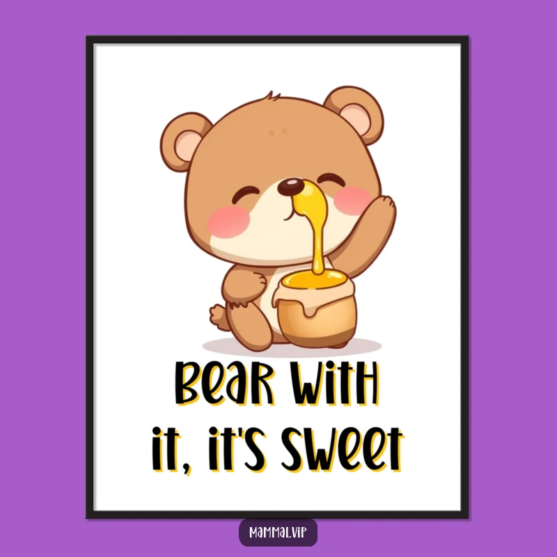 Free Printable Wall Art: Giggling Bear's Honey Balance - Humorous Downloadable Decor
