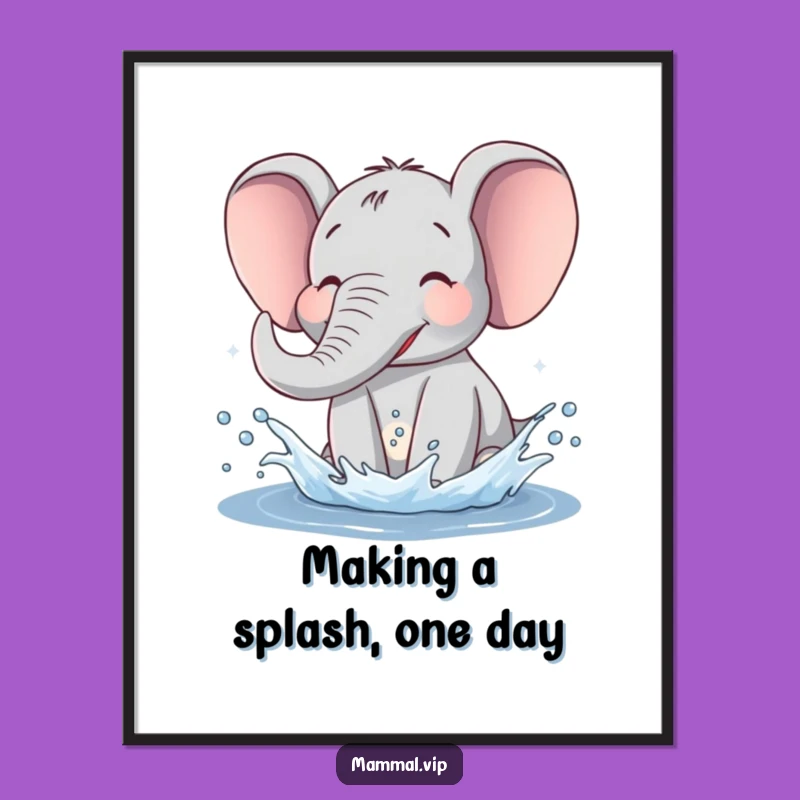 Free Printable Wall Art: Happy Elephant Water Splash! Funny Downloadable Decor