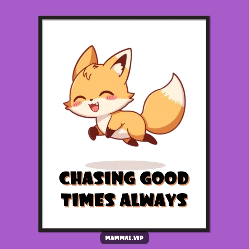 Free Printable Wall Art: Playful Fox Chasing Tail Design, Downloadable Art Gift