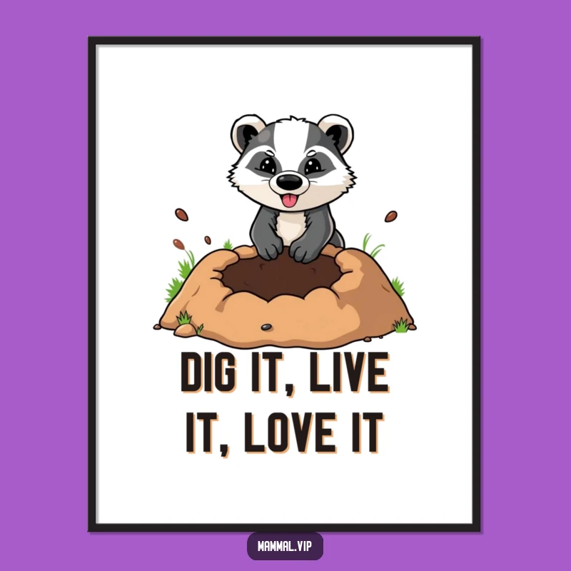 Funny Free Printable Badger Wall Art: Digging Holes for Quirky Decor