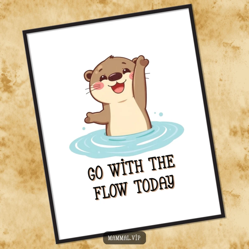 Funny Free Printable Wall Art: A cheerful otter executes a graceful flip in the water, creating lively downloadable art.