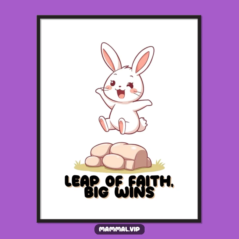 Free Printable Wall Art: Bouncy Rabbit Leaping with Joyful Energy Downloadable Decor