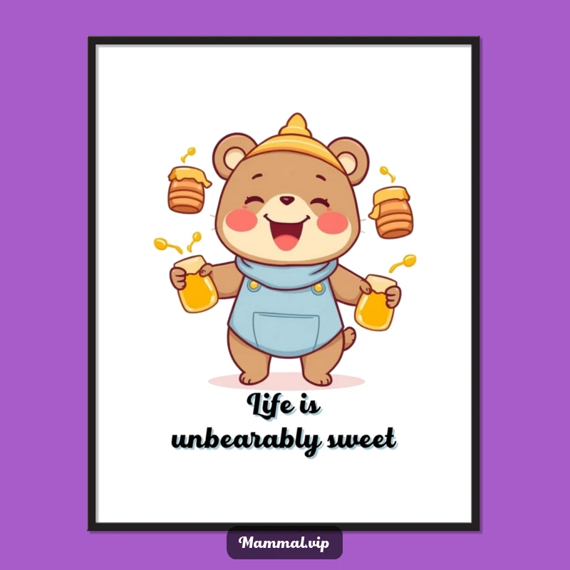 Free Printable Wall Art: Juggling Bear Honey Pots Design, Downloadable Art Gift