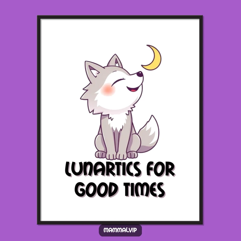 Funny Free Printable Wall Art: Cheerful Howling Wolf, Downloadable Art for a Laugh