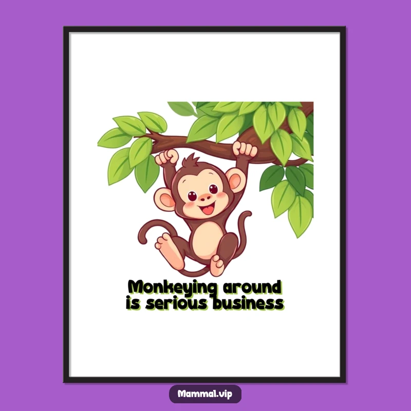 Funny Free Printable Wall Art: Monkey Swing, Whimsical Downloadable Decor