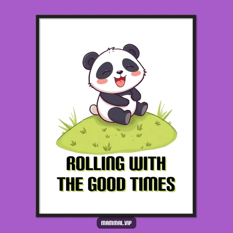 Giggling Panda Rolling Free Printable Wall Art - Hilarious Animal Downloadable Decor