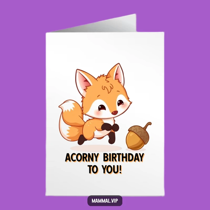 Free Printable Birthday Card: Fox Cub Chasing Fun - Funny Downloadable Greeting
