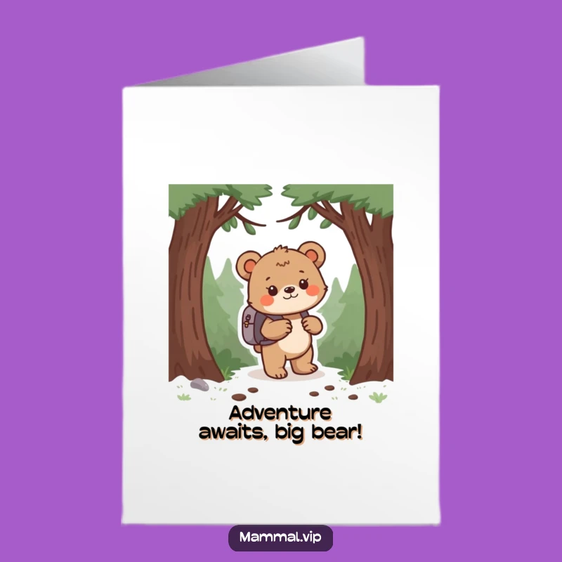 Free Printable Bear Cub Birthday Card: Funny Downloadable Gift for Adventure Lovers