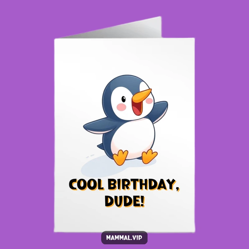 Free Printable Birthday Card: Penguin Slope Slide Downloadable Gift
