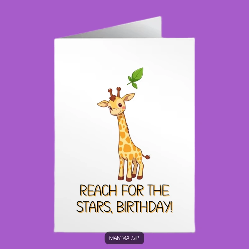 Free Printable Birthday Card: Curious Giraffe Reaching for Fun