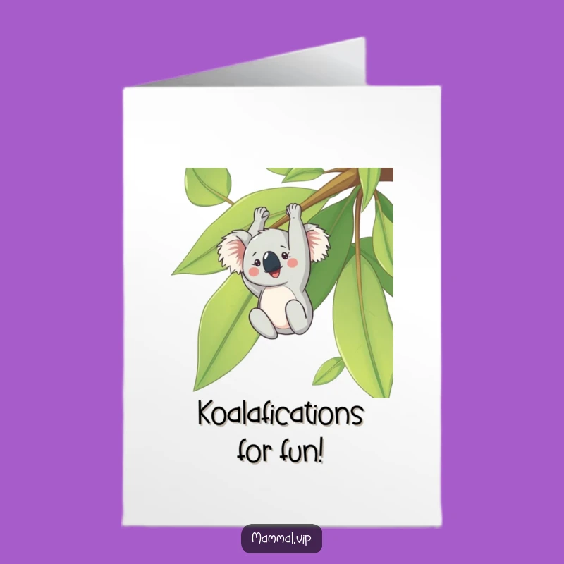 Free Printable Koala Birthday Card: Upside Down Leaf Funny Downloadable Gift
