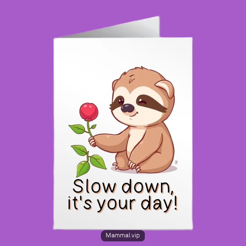 Free Printable Sloth Birthday Card: Slow Reach Funny Downloadable Gift