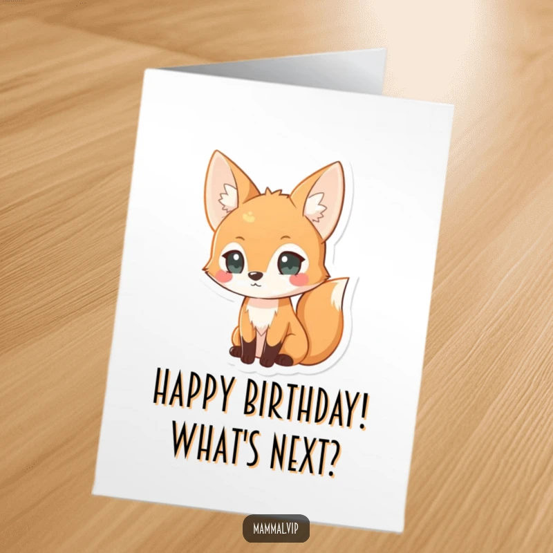 Funny Free Printable Birthday Card featuring an alert and curious fox character peeking out, a clever DIY gift.