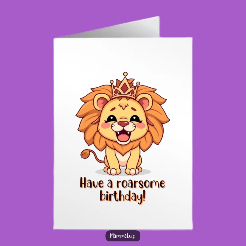 Free Printable Birthday Card: Roaring Lion Queen - LOL Downloadable Gift