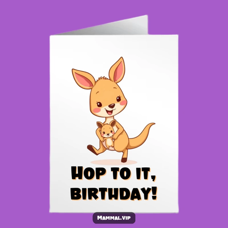 Free Printable Birthday Card: Hoppy Kangaroo & Joey Downloadable Gift