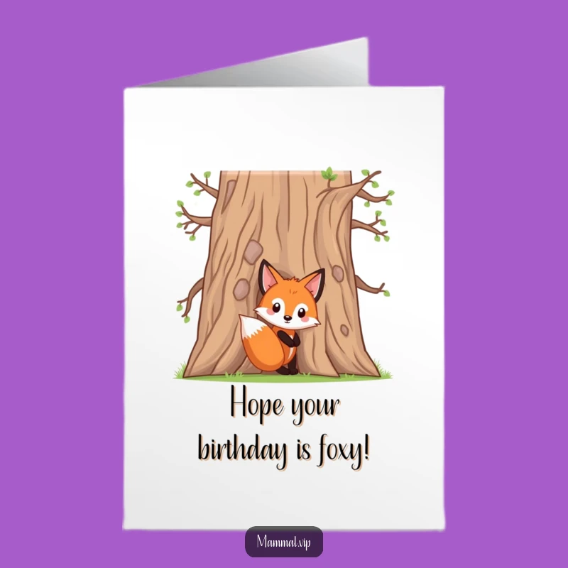 Free Printable Birthday Card: Curious Fox Peeking Funny Downloadable Surprise