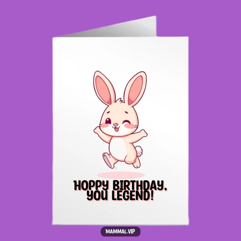 Free Printable Birthday Card: Playful Hopping Bunny, Cute & Funny Downloadable