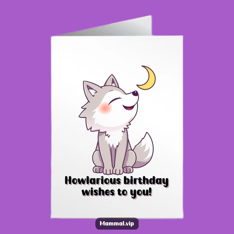 Free Printable Birthday Card: Cheerful Wolf Howling Fun, Downloadable DIY Gift for Laughs