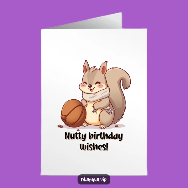 Free Printable Funny Squirrel Birthday Card - Cozy Nut Hunter Downloadable