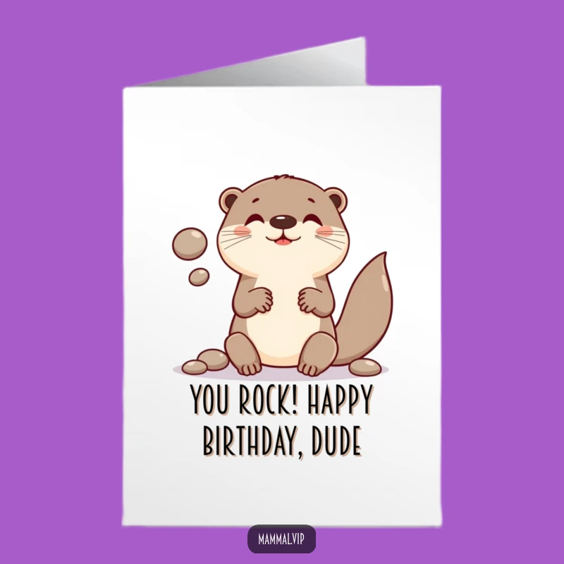 Free Printable Birthday Card: Funny Otter Juggling Pebbles for a Hilarious Downloadable Gift