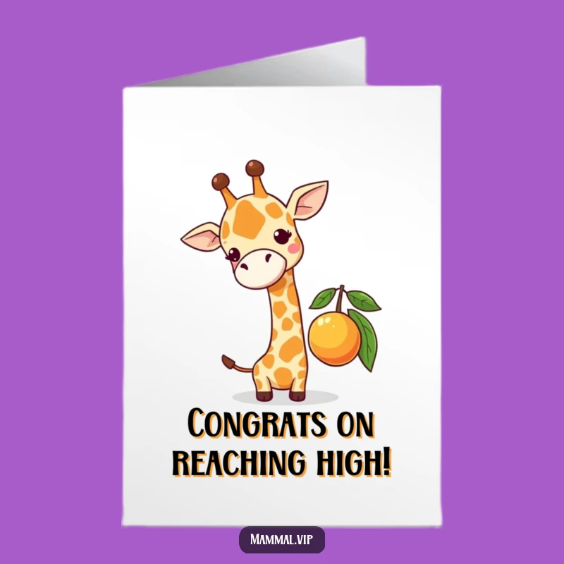 Free Printable Congrats Card: Giraffe's Fruit Goal for a Funny Downloadable Gift