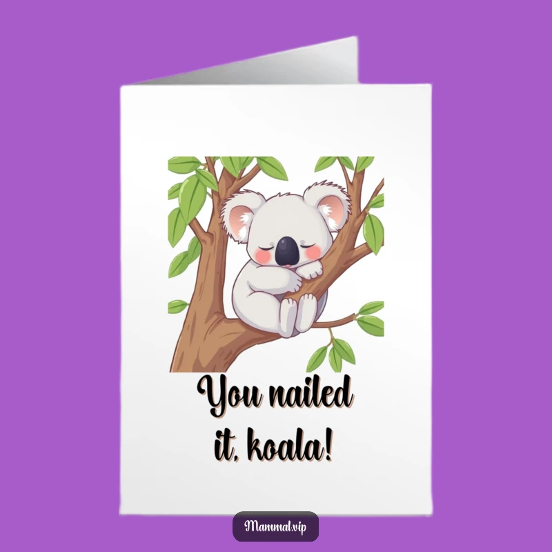 Free Printable Congrats Card: Content Koala Snoozing Funny Downloadable Gift Idea